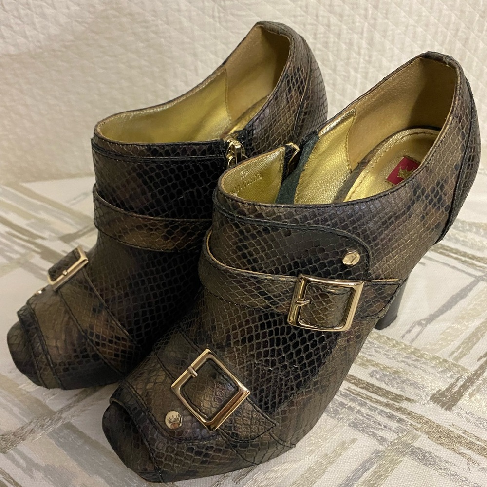 Women's Brown Snakeskin Ankle Boots